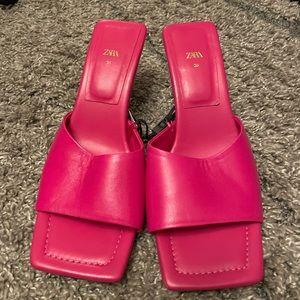 Pink square toe Zara kitten heels size 6